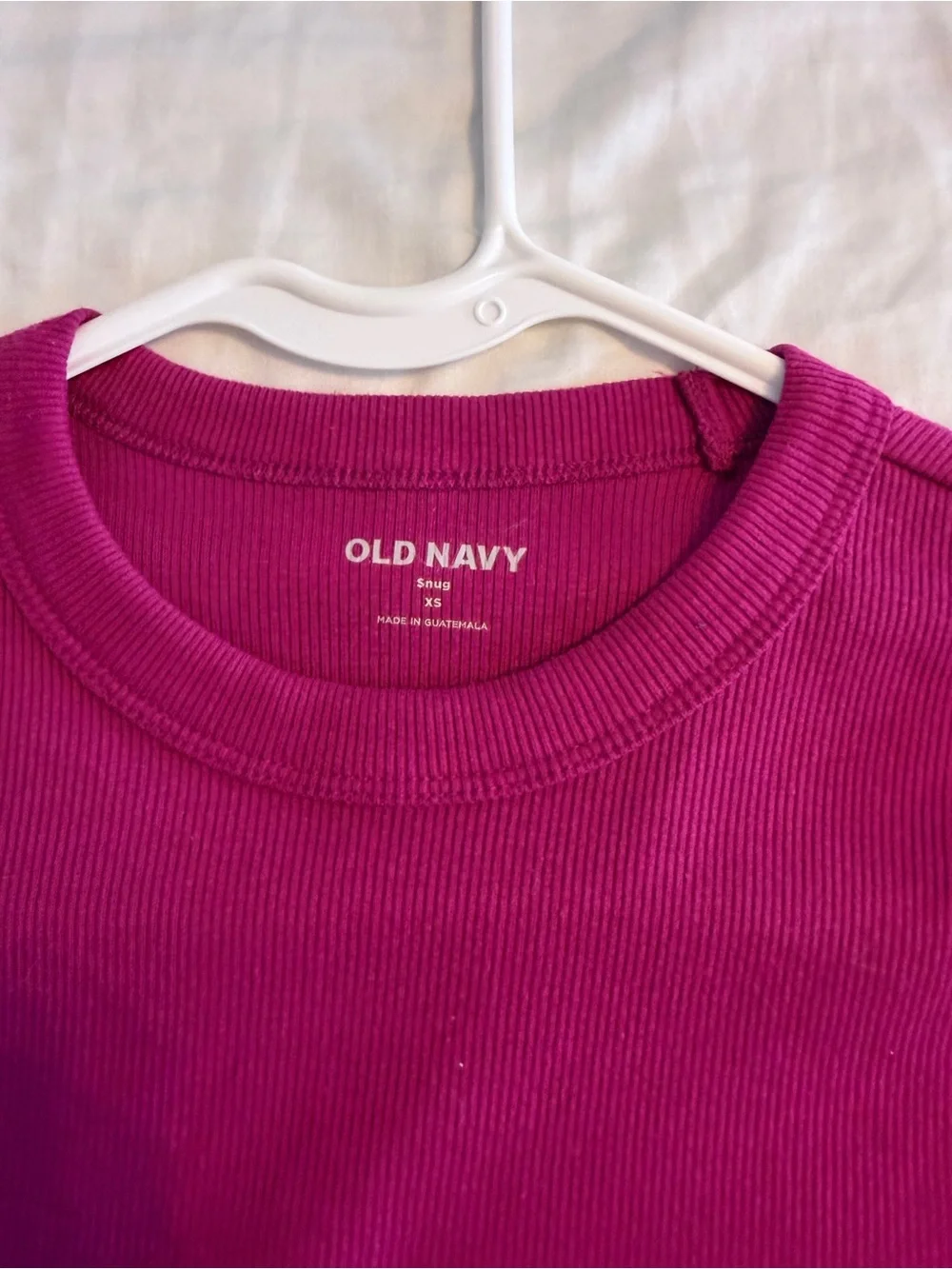 Old Navy Girls' Bright Fuchsia Ribbed Short Sleeve Tee